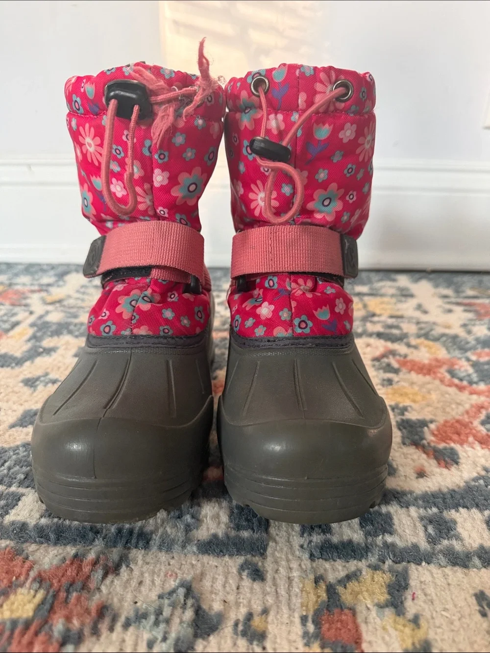 Northside Pink Floral Kids Snow Boots
